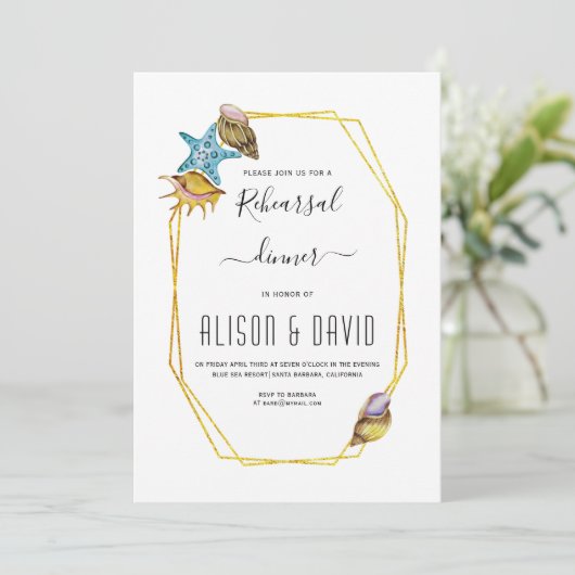 Veelhoek, seizoenshells strandbruiloft, repetitief kaart (Staand voorkant)