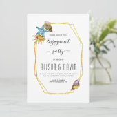 Veelhoek, seizoenshells strandbruiloft verloffeest kaart (Staand voorkant)