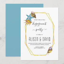 Veelhoek, seizoenshells strandbruiloft verloffeest kaart