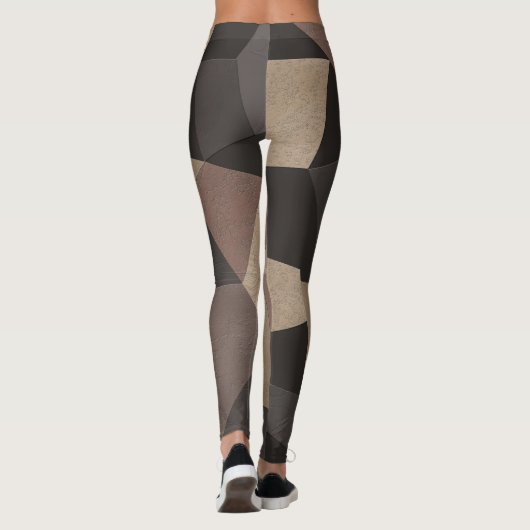 Veelhoekige driehoeken geometrische afdrukbruine k leggings (Achterkant)