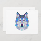 Veelhoekige geometrische wolvenkop briefkaart (Voorkant / Achterkant)