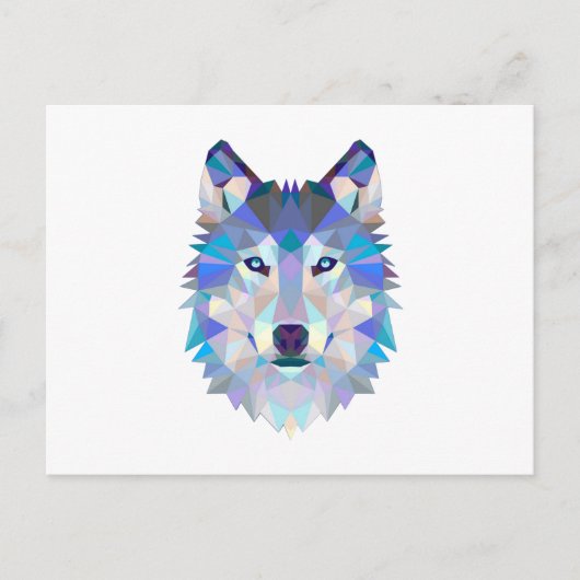 Veelhoekige geometrische wolvenkop briefkaart (Voorkant)