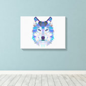 Veelhoekige geometrische wolvenkop canvas afdruk (Insitu (Houten vloer))