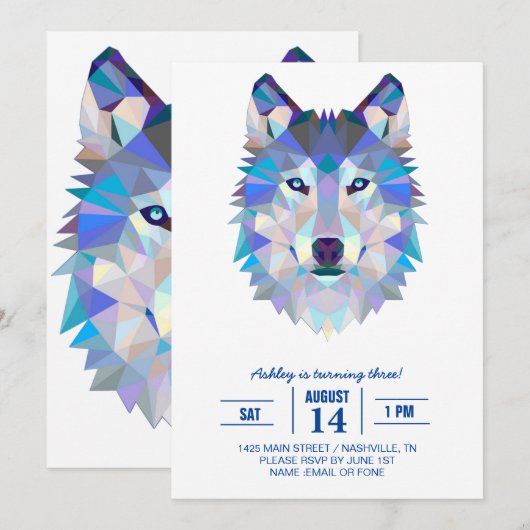 Veelhoekige geometrische wolvenkop kaart (Voorkant / Achterkant)