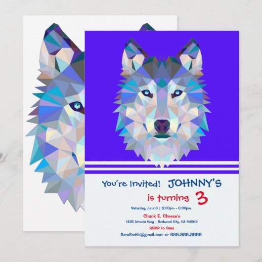 Veelhoekige geometrische wolvenkop kaart (Voorkant / Achterkant)