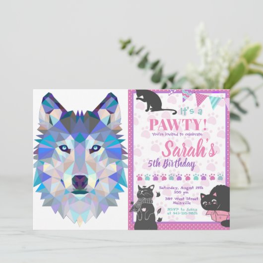 Veelhoekige geometrische wolvenkop kaart (Staand voorkant)