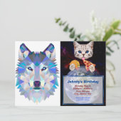 Veelhoekige geometrische wolvenkop kaart (Staand voorkant)