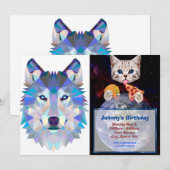 Veelhoekige geometrische wolvenkop kaart (Voorkant / Achterkant)