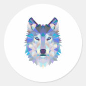 Veelhoekige geometrische wolvenkop ronde sticker (Voorkant)