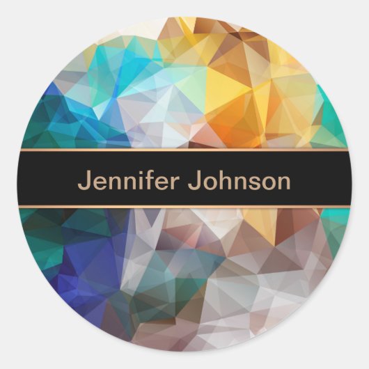 Veelhoekige gepersonaliseerde driehoek van geometr ronde sticker (Voorkant)