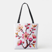 Veelhoekige Kersenbloesem Kunst Tote Bag (Achterkant)