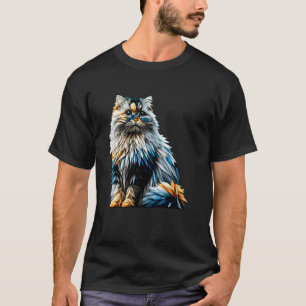 Veelhoekige Kunst Himalaya Kat Pers T-shirt