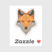 Veelhoekige Oranje Vos Kop Sticker (Vel)