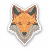 Veelhoekige Oranje Vos Kop Sticker (Voorkant)