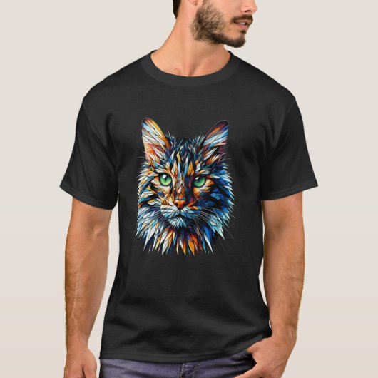 Veelhoekkunst Bengaalse Kat T-shirt (Voorkant)