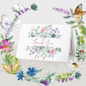 Veelkleurig bloemboeket gevouwen bedankkaart