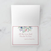 Veelkleurig bloemboeket gevouwen bedankkaart (Binnen)