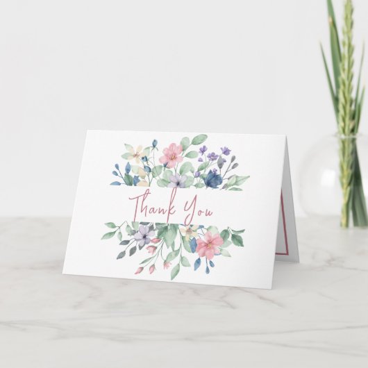 Veelkleurig bloemboeket gevouwen bedankkaart (Voorkant)