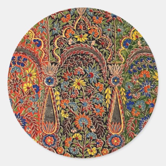 veelkleurig bloemmotief ronde sticker (Voorkant)