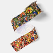 veelkleurig bloemmotief satijnen lint (Achterkant)