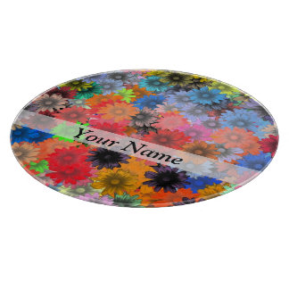 Veelkleurig bloemmotief snijplank