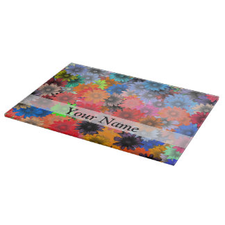 Veelkleurig bloemmotief snijplank