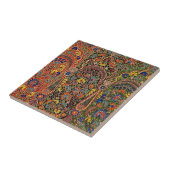  veelkleurig bloemmotief tegeltje (Zijkant)