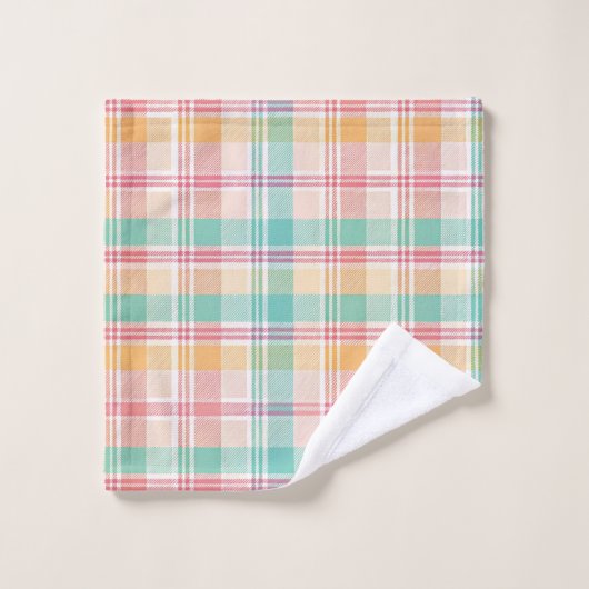 veelkleurig geblokt plaid bad handdoek (Wasdoekje)