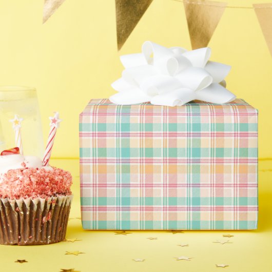 veelkleurig geblokt plaid cadeaupapier (Verjaardagsfeest)