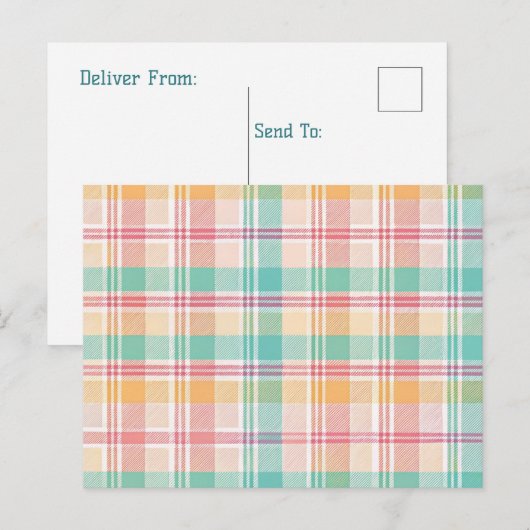 veelkleurig geblokt plaid feestdagenkaart (Voorkant / Achterkant)
