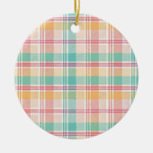 veelkleurig geblokt plaid keramisch ornament (Voorkant)