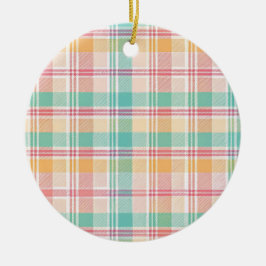 veelkleurig geblokt plaid keramisch ornament