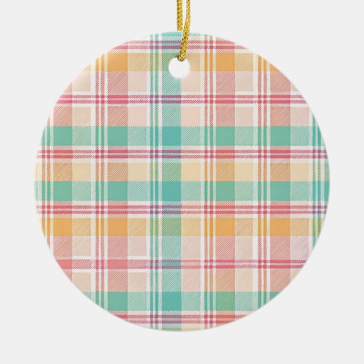 veelkleurig geblokt plaid keramisch ornament (Voorkant)