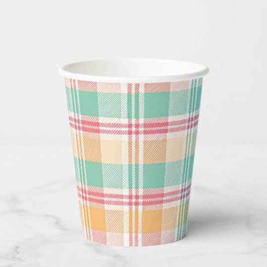 veelkleurig geblokt plaid papieren bekers (Achterkant)