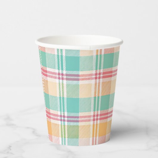veelkleurig geblokt plaid papieren bekers (Rechts)
