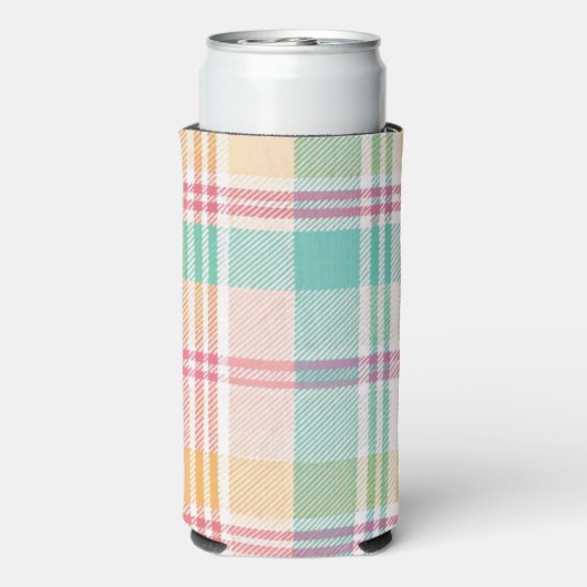 veelkleurig geblokt plaid seltzer blikjeskoeler (Seltzer Achterkant)