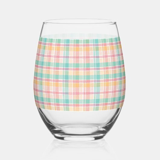 veelkleurig geblokt plaid wijnglas zonder voet (Achterkant)