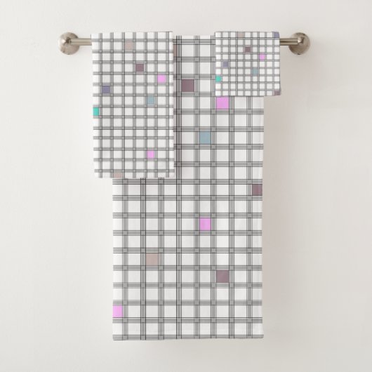 Veelkleurig geometrisch geruit patroon bad handdoek (Insitu)