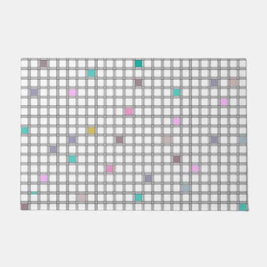 Veelkleurig geometrisch geruit patroon deurmat (Voorkant)