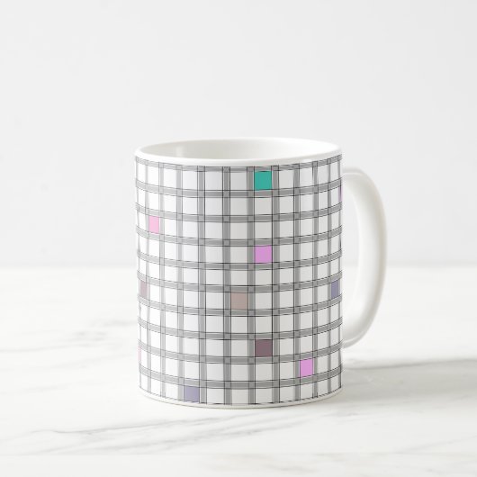 Veelkleurig geometrisch geruit patroon koffiemok (Voorkant rechts)