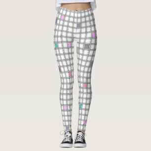 Veelkleurig geometrisch geruit patroon leggings