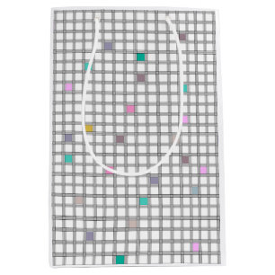 Veelkleurig geometrisch geruit patroon medium cadeauzakje