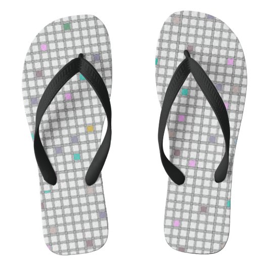 Veelkleurig geometrisch geruit patroon teenslippers (Voetbed)