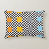 Veelkleurig geruit patroon en grote vierkanten accent kussen (Voorkant)