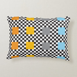 Veelkleurig geruit patroon en grote vierkanten accent kussen