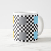 Veelkleurig geruit patroon en grote vierkanten grote koffiekop (Voorkant rechts)