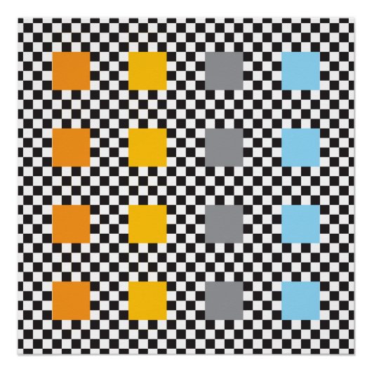 Veelkleurig geruit patroon en grote vierkanten perfect poster (Voorkant)