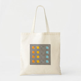 Veelkleurig geruit patroon en grote vierkanten tote bag