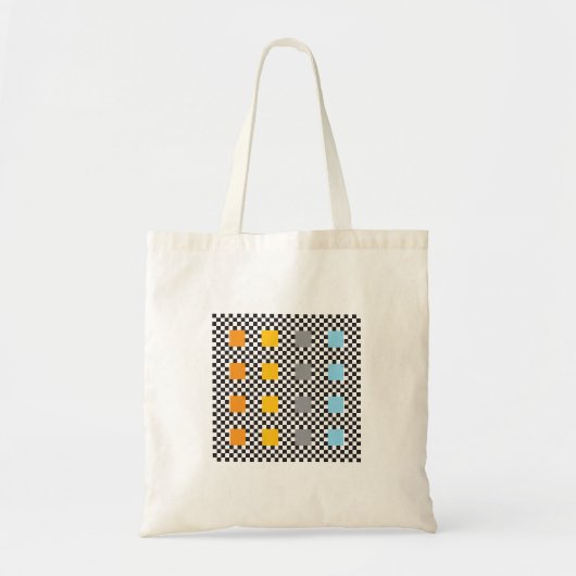 Veelkleurig geruit patroon en grote vierkanten tote bag (Voorkant)