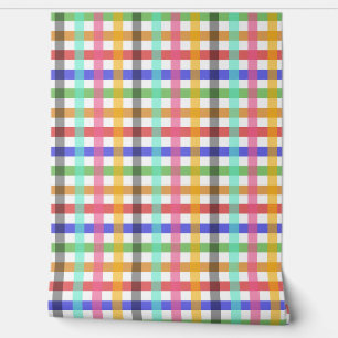 Veelkleurig Gingham Plaid Pattern Design Behang